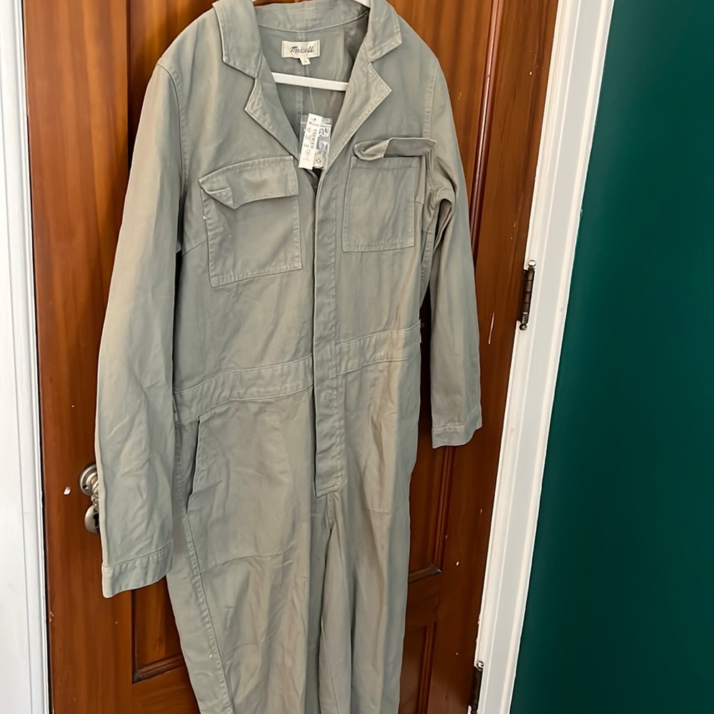 NWT Madewell boilersuit in olive green, size large.